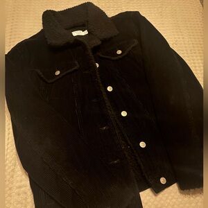 Women's Black Sherpa lined Corduroy Jacket